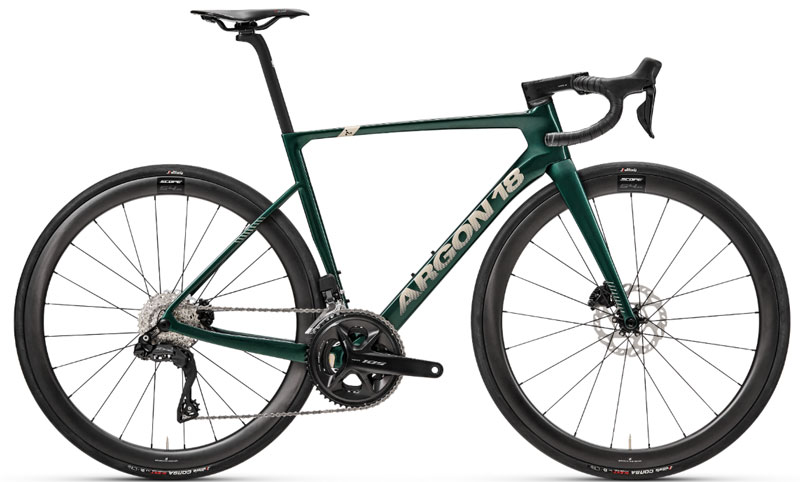 Green racing bike of the brand Argon 18